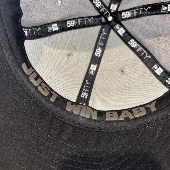 RAIDER NATION   Black Gray Fitted 7 1/8Cap Hat New Era Just Win Baby On Inside - Picture 5 of 7